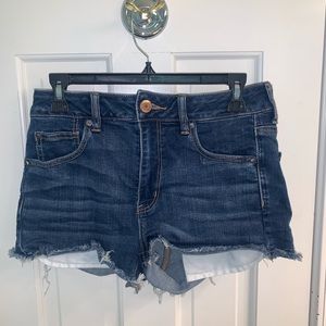 high rise jean shorts  with fraying